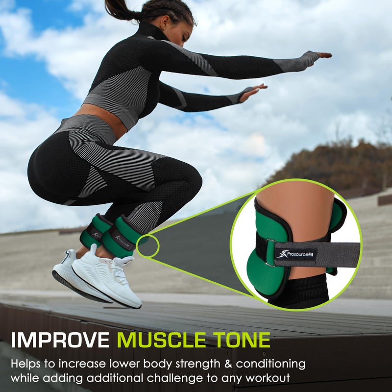 ProsourceFit Ankle / Wrist and Arm / Leg Weights Set of 2, Adjustable Strap 1 lb-5 lb, Adjustable Weight 15 lb, 10 lb, 7 lb for Men and Women - Image 4